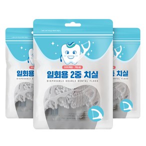 2in1 일회용 2중 치실, 3개, 100개입