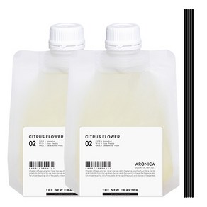 아로니카 챕터 디퓨저 리필 200ml x 2p + 섬유스틱 블랙 5p 세트, 시트러스플라워, 1세트