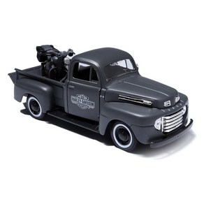 마이스토 할리데이비슨 오토바이 1:24 1942 WLA Flathead + 포드 픽업트럭 1:24 H-D Fod F-1 Pickup 세트, Flat Black Gey, Flat black, 1세트