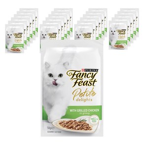 팬시피스트 고양이 쁘띠딜라이트 치킨 습식 주식 파우치, 50g, 24개, 닭