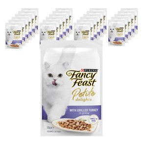 팬시피스트 고양이 쁘띠딜라이트 칠면조 습식 주식 파우치, 50g, 24개