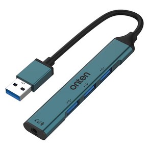 컴스 3포트 3.5mm Aux 외장형 사운드카드 겸용 USB 허브 FW076, 1개