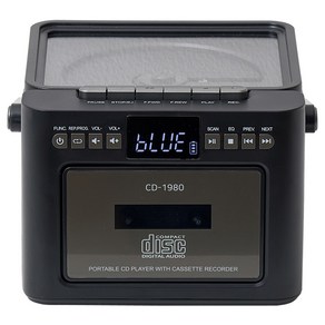 롯데알미늄 무선 카세트 양방향 블루투스 USB MP3 CD플레이터, 블랙, CD-1980