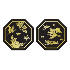 인디케이 금박 전통 자개 팔각 스티커 2종 x 50p 세트, 혼합색상, 1세트