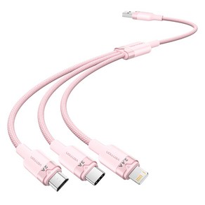 벤션 USB-멀티 3in1 충전케이블, 핑크, 1개, 1.5m