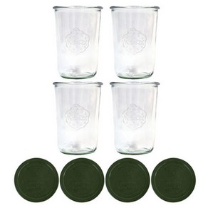 WECK 743 유리병 850ml 4p + 실리콘뚜껑 풀그린 4p 세트, 1세트