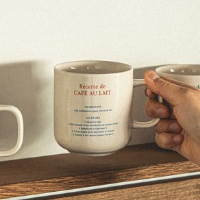 라세라미끄 레시피 레터링 빈티지 머그컵 380ml, 칠리레드, 1개