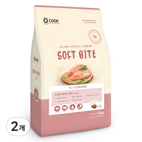 OCOOK 전연령용 강아지 바이트 소프트사료, 치킨, 1.2kg, 2개