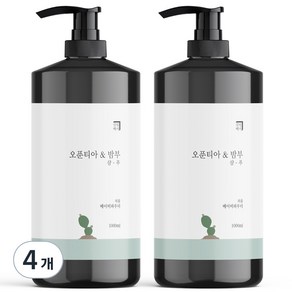 살림백서 오푼티아 앤 밤부 퍼퓸 샴푸 베이비파우더, 1000ml, 4개