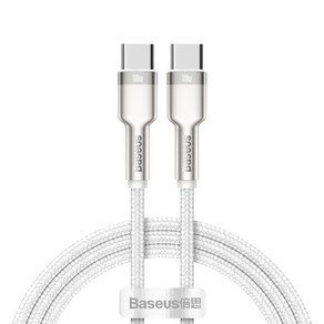 베이스어스 100W 메탈 C to C 고속 충전 케이블 2m CATJK-D02, 화이트, 1개