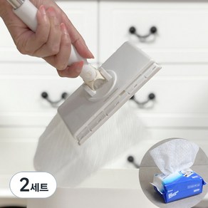 모나코올리브 한번에 콕 원터치 밀대 +정전기 청소포 60매 세트, 2세트