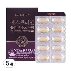 뉴오리진 에스트리션 유한 백수오 퓨어 60정, 5개, 54g