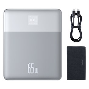 베이스어스 블레이드2 고속 대용량 7.3mm 보조배터리 12000mAh 65W + C타입 고속 충전 케이블 세트