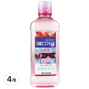 유한덴탈케어 메디가글 순한맛 구강청결제 복숭아향, 750ml, 4개