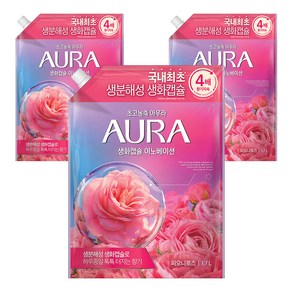 AURA 생화캡슐 이노베이션 초고농축 섬유유연제 피오니로즈향 리필