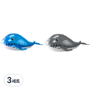 파티쇼 통통 아기돌고래 은박풍선 블루 2p + 그레이 2p 세트, 혼합색상, 3세트