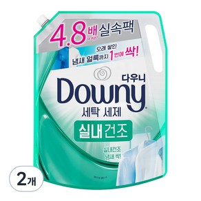 다우니 세탁세제 일반용 드럼 겸용 실내건조리필, 2.2L, 2개