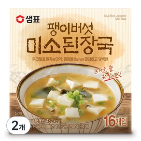 샘표 팽이버섯 미소된장국 16p, 128g, 2개