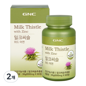 GNC 밀크씨슬 위드 아연 36g, 60정, 2개