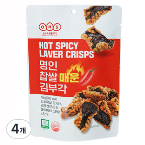 오희숙전통부각 명인 찹쌀 매운 김부각, 4개, 40g