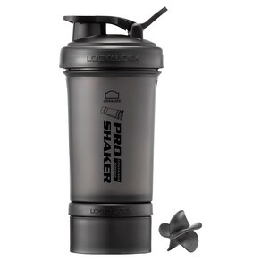 프로쉐이커 락앤락 쉐이크 보틀 600ml + 컨테이너 140ml, 매트블랙, 1개