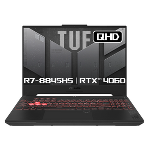 에이수스 2024 TUF GAMING A15 라이젠7 라이젠 8000 시리즈 지포스 RTX 4060, 메카 그레이, 512GB, 16GB, Fee DOS, FA507UV-HQ095