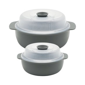 생활엔 전자렌지찜기 소550ml+중1.2L 2종, 그레이, 1세트