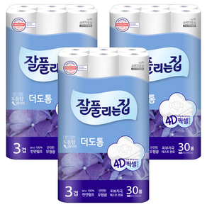 잘풀리는집 더도톰 천연펄프 3겹 고급롤화장지, 25m, 30개입, 3개