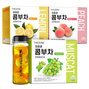 더존건강 더조은 콤부차 레몬 + 복숭아 + 샤인머스캣 + 보틀 500ml