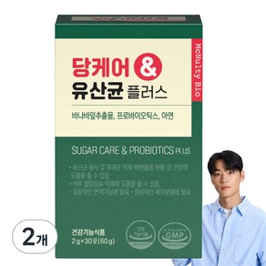 당케어 유산균 플러스 혈당 프로바이오틱스 바나바잎 아연 30p, 2개, 60g