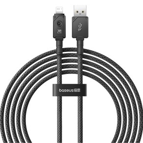 베이스어스 언브레이커블 내구성 고속충전 케이블 USB to 애플8핀 2.4A, 2m, 블랙, 1개