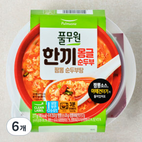 풀무원 한끼 몽글 순두부 짬뽕 순두부탕 냉장, 277g, 6개