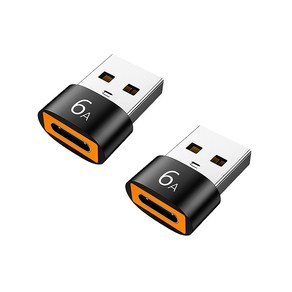 제이스마트 6A 고속 C타입 to USB A 3.0 변환젠더, 2개, 2cm, 블랙