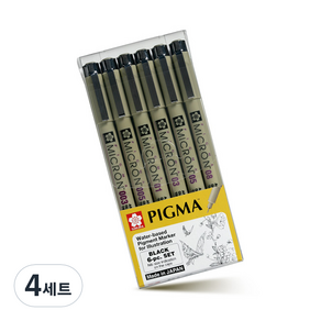 PIGMA 사쿠라 마이크론 블랙라벨볼펜 6p 세트, 블랙, 24개