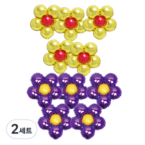 파티쇼 플라워 은박 풍선 골드 5p + 퍼플 5p, 골드+퍼플, 2세트