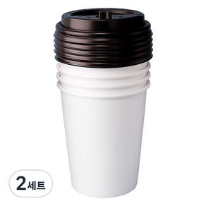 블룸엣홈 카페 무지 종이컵 300ml x 25p + 뚜껑 블랙 25p 세트, 2세트