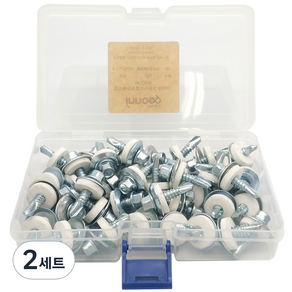 이노공구 방수 육각 직결나사 25mm x 40p + 철와셔 40p + 스펀지 40p + 케이스, 2세트