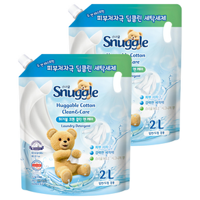 스너글 일반 드럼 겸용 클린앤케어 허거블 코튼향 액상세제 리필, 2개, 2L