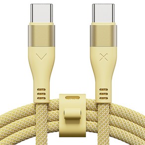 빅쏘 우븐 패브릭 단선방지 USB C to C 타입 PD 60W 고속 충전 아이폰 갤럭시 케이블, 1개, 옐로우, 1.2m