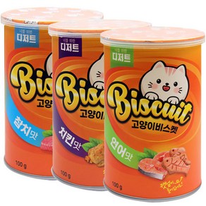 너를위한디저트 고양이 비스켓 간식 캣닢, 혼합맛(참치/치킨/연어), 100g, 1세트