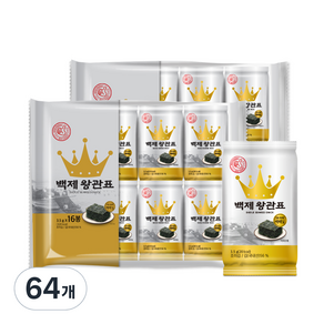 광천김 백제 왕관표 재래 도시락, 3.5g, 64개