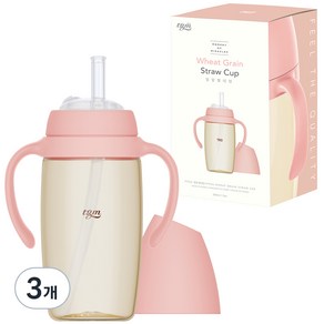 티지엠 유아용 PPSU 밀알 빨대컵 280ml, 3개, 블룸핑크