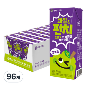 연세우유 과일펀치 청포도 음료, 190ml, 96개