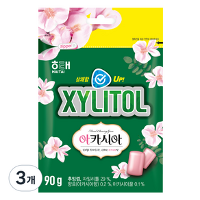 해태제과 자일리톨 아카시아 껌, 90g, 3개