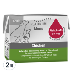 플래티넘 강아지 어덜트 메뉴 습식사료, 닭, 90g, 2개
