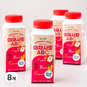 비락 유기농 야채사랑ABC, 180ml, 8개