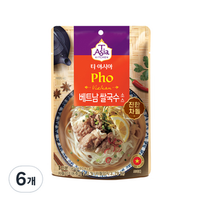 티아시아키친 베트남 쌀국수 소스 진한 차돌, 90g, 6개