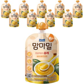 맘마밀 안심 이유식 퓨레 6개월부터, 바나나와 단호박, 100g, 10개