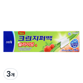 크린랲 대용량 크린 슬라이딩 지퍼백, 15개입, 3개, 대(L)