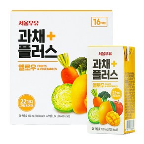 서울우유 과채플러스 옐로우, 190ml, 16개